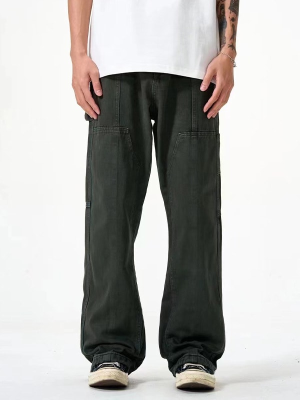 Dark Gray Simple Style Men's Jeans Straight Loose view 2