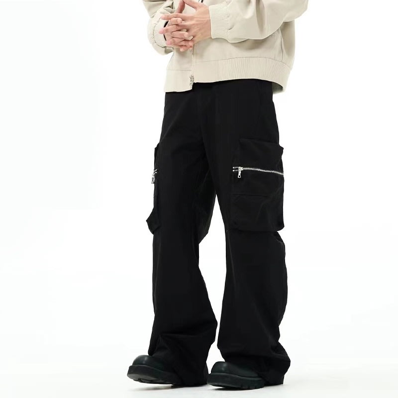 Men's American Street Wide Tube Large Pocket Zipper Overalls view 2