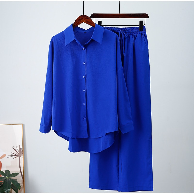 European And American Ins Style Solid Color Leisure Fashion Long Sleeve Blouse And Pants view 11