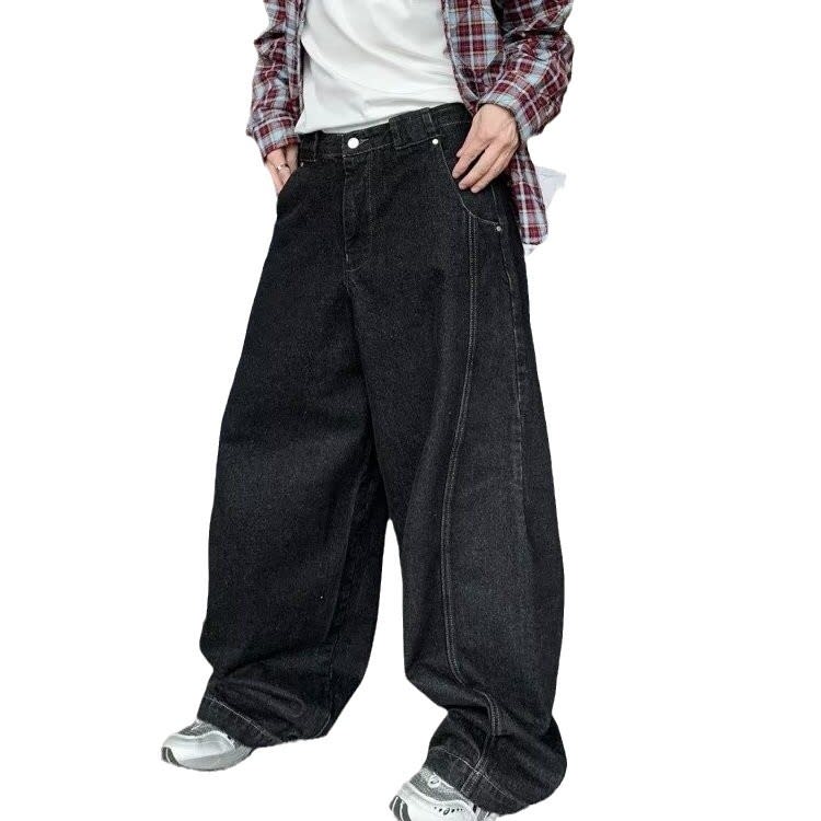 Washed Distressed Loose Wide Leg Jeans Street Men view 3