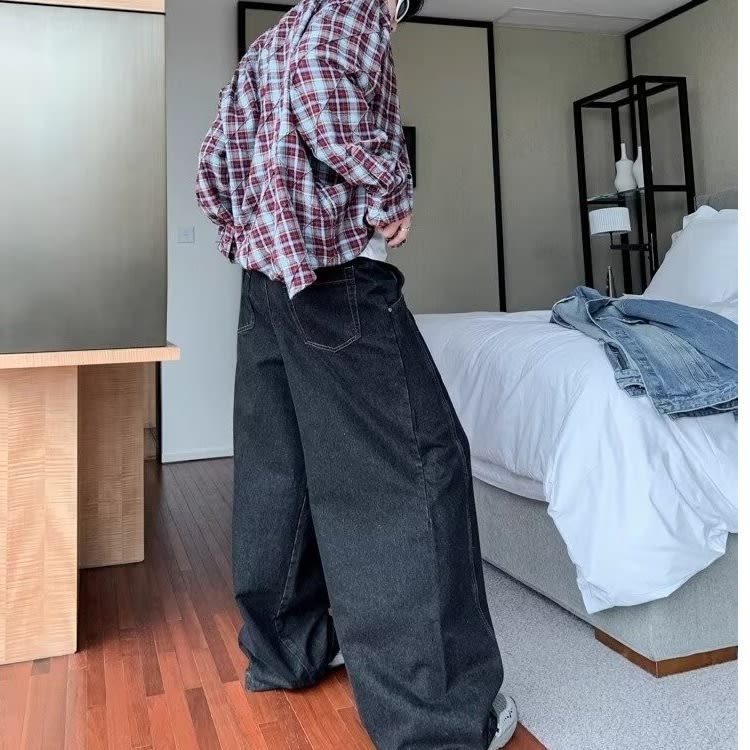 Washed Distressed Loose Wide Leg Jeans Street Men view 5