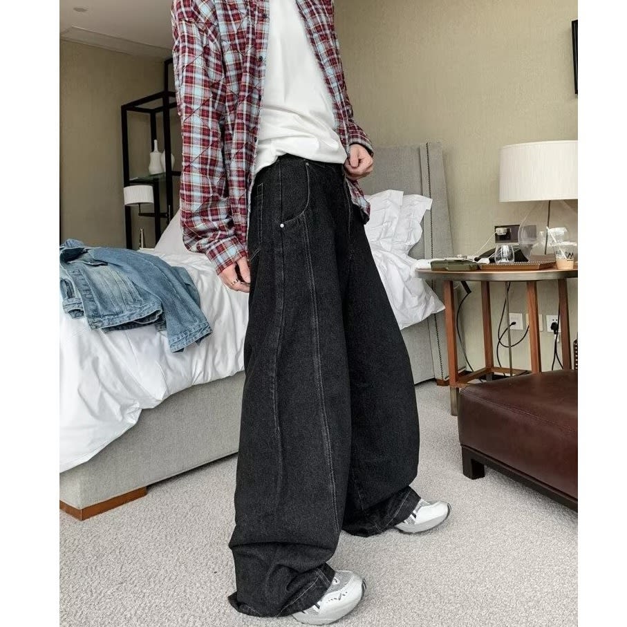 Washed Distressed Loose Wide Leg Jeans Street Men view 4