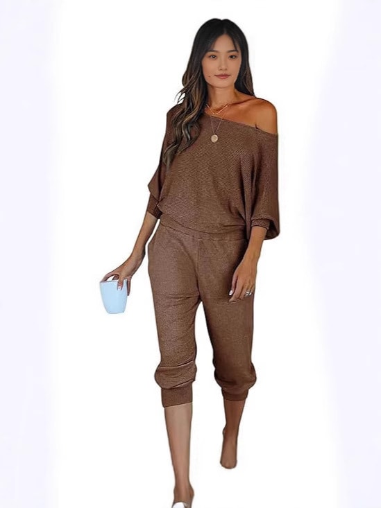 Off-the-shoulder Long Sleeve Pullover Fashion Casual Dungarees view 6