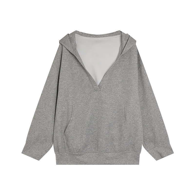 Gray Hooded Sweater Set Women's Skirt Two-piece Set view 2