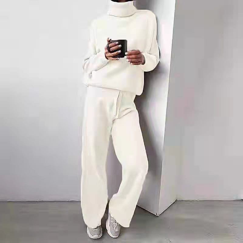 Casual Fashion Suits For Women Turtleneck Sweater And Drawstring Straight Pants view 7