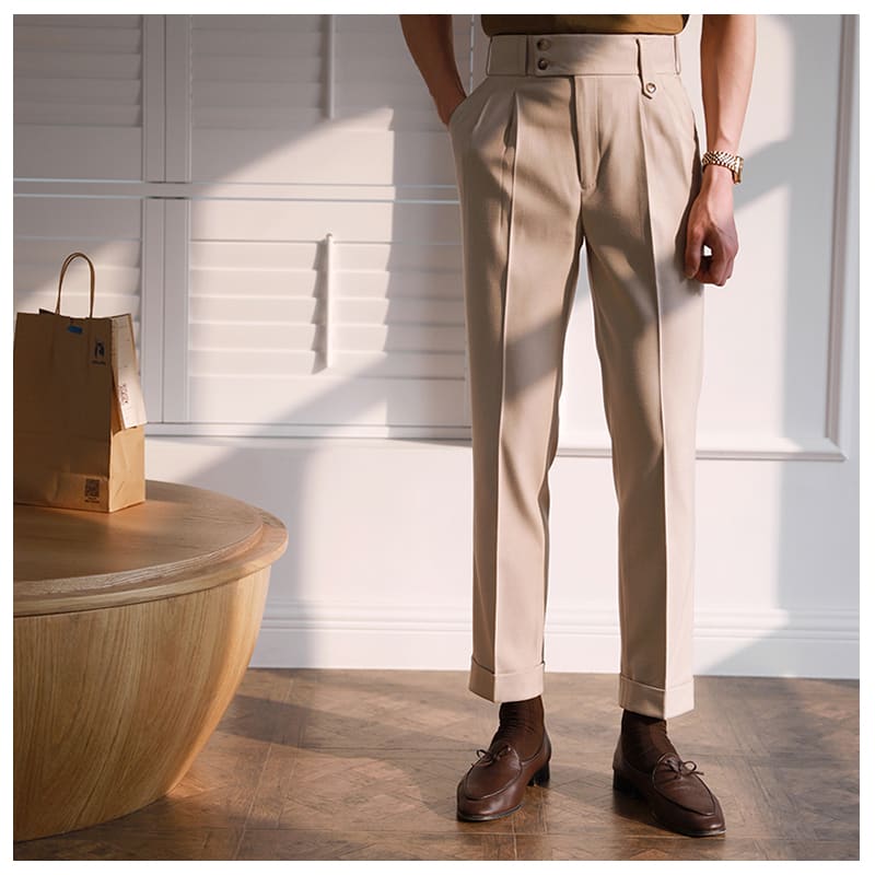 Casual High-waisted Men's Business Paris Button Straight Leg Neapolitan Sag Wear Pants view 4