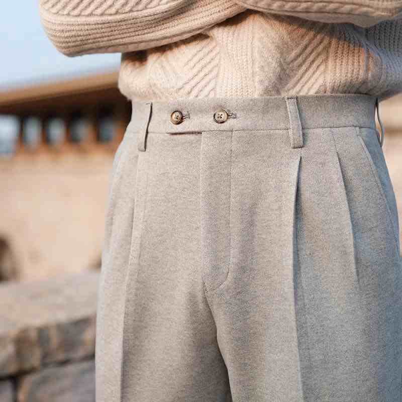 Casual High-waisted Men's Business Paris Button Straight Leg Neapolitan Sag Wear Pants view 7