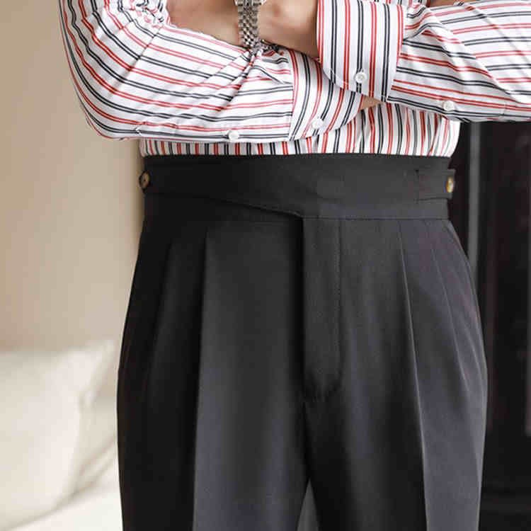 Casual High-waisted Men's Business Paris Button Straight Leg Neapolitan Sag Wear Pants view 16