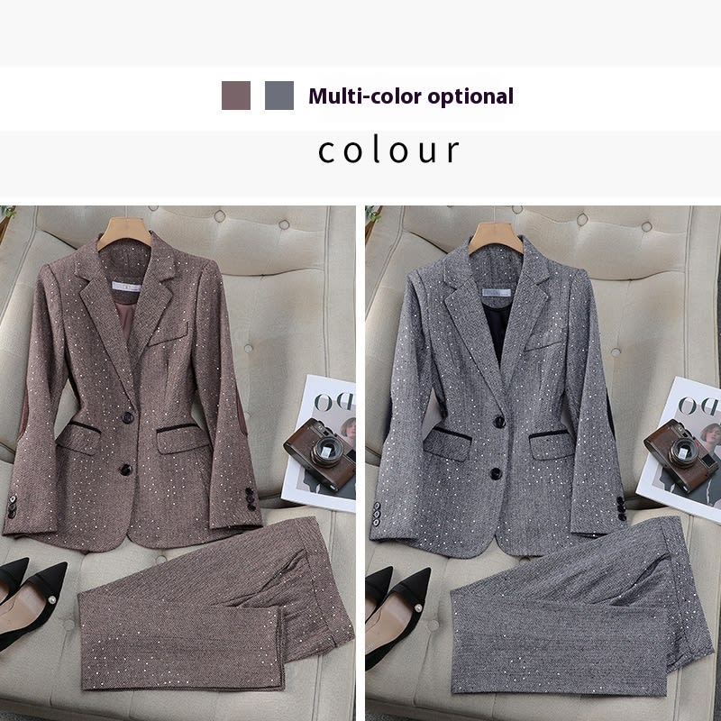 New Gray Professional Long Sleeve Women's Two-piece Suit