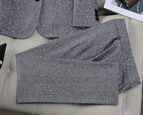 New Gray Professional Long Sleeve Women's Two-piece Suit view 3