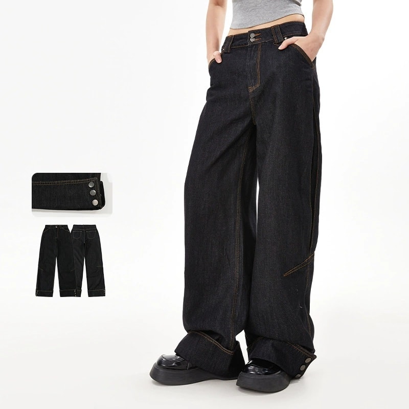 American Retro Heavy Industry Flanging Design Jeans view 4