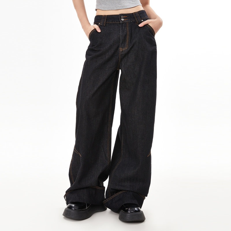 American Retro Heavy Industry Flanging Design Jeans view 2