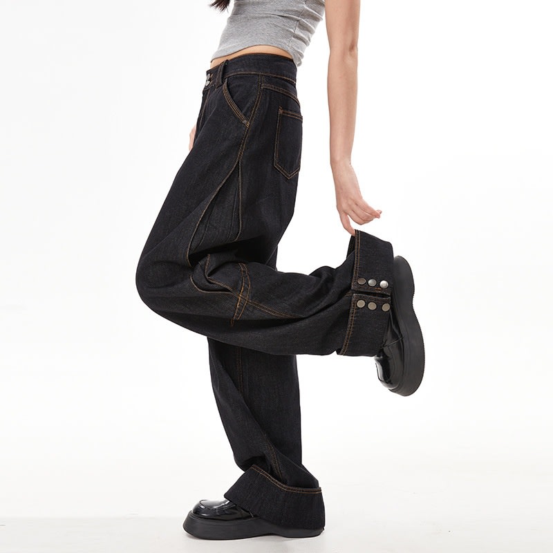 American Retro Heavy Industry Flanging Design Jeans view 3