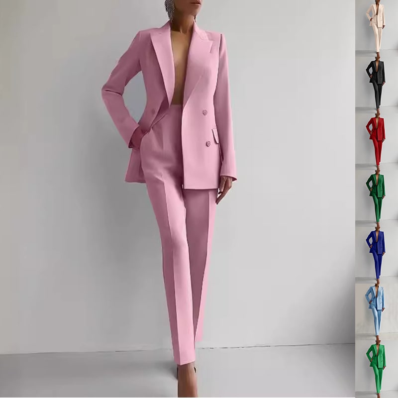 Casual Suits Fashion Long Sleeve Single-breasted Jacket Top And Slim Fit Trousers Women's Business Suits view 7