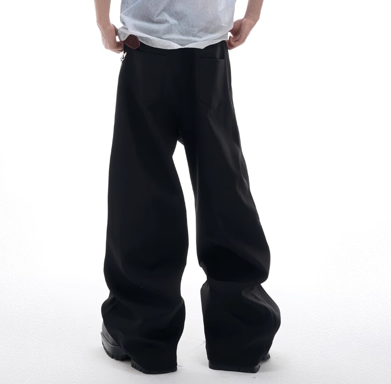 Fake Two-piece Cutting Piece Stitching Metal Buckle Casual Pants view 3