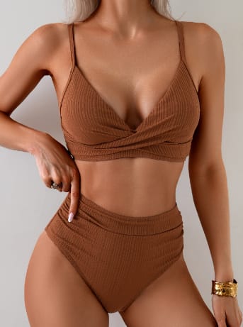Printed Two-piece Push-up Bikini High Waist Swimsuit view 27