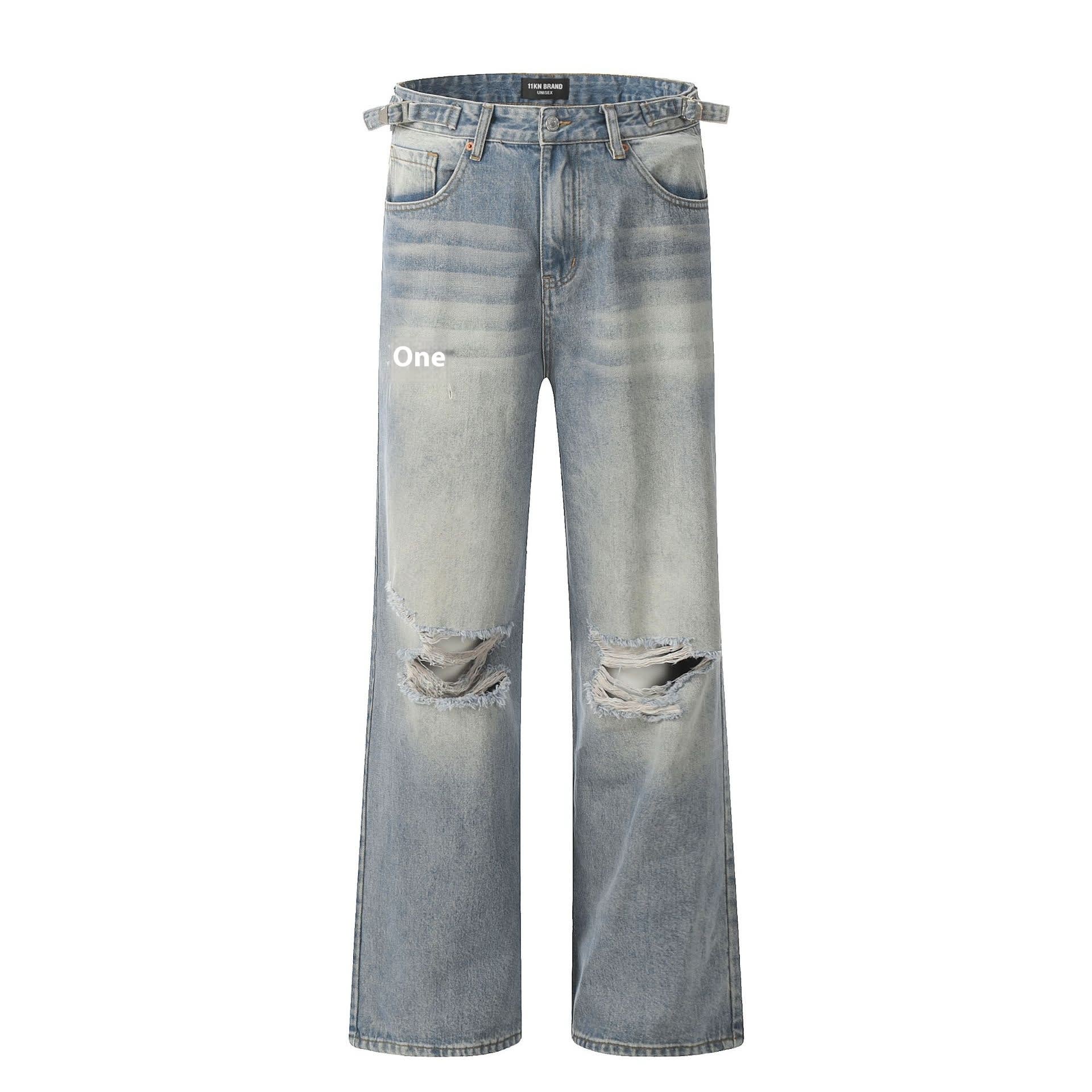 New American Retro Summer Ripped Jeans Adjustable view 3
