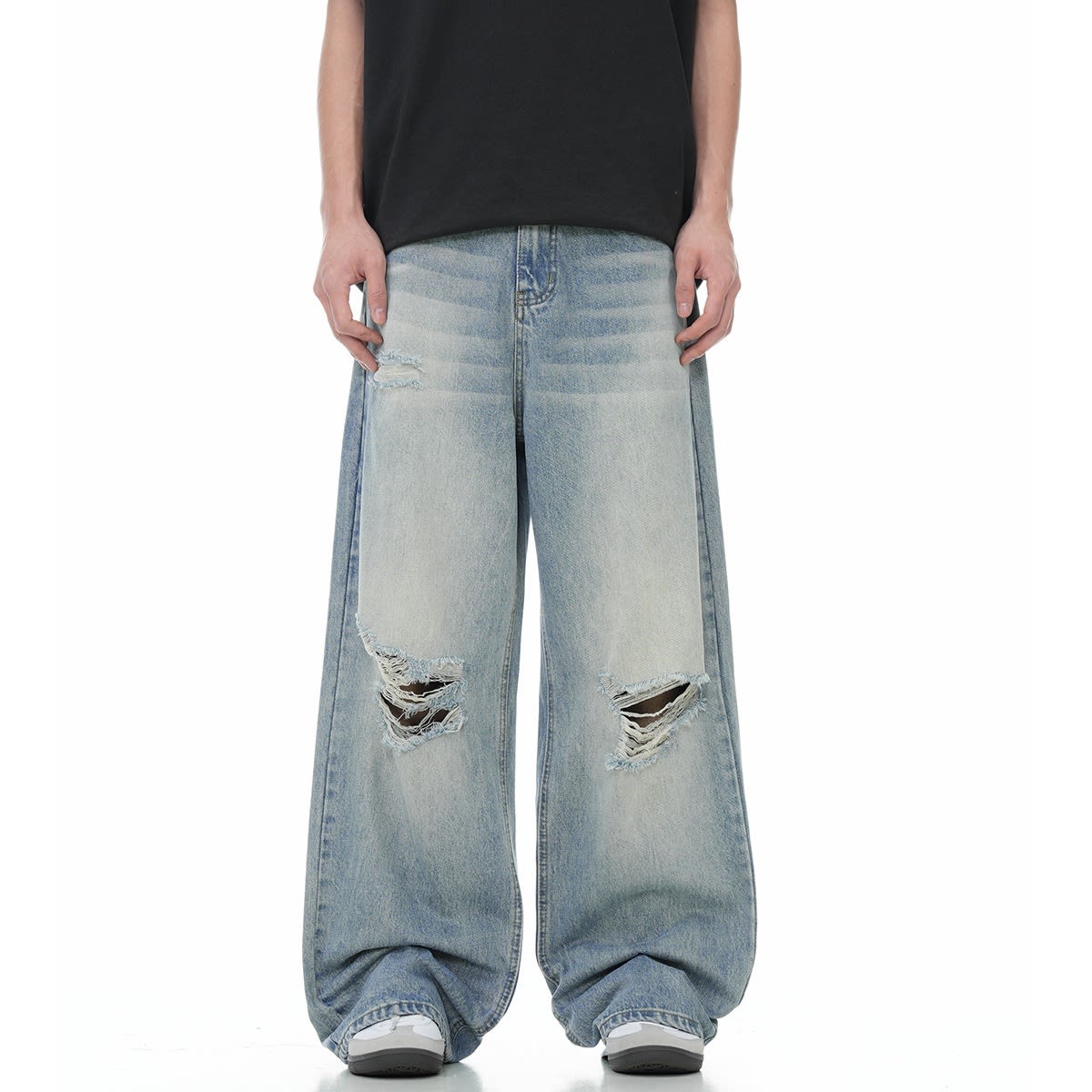 New American Retro Summer Ripped Jeans Adjustable view 5