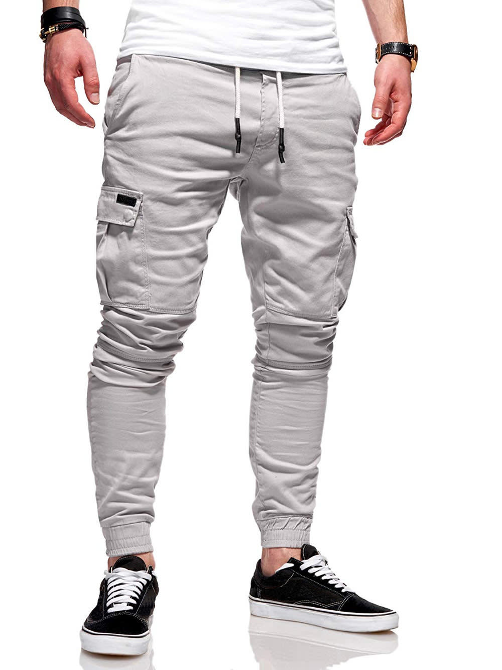 Dimensional Patch Pocket Overalls Lace Elastic Sports Baggy Pants Leisure view 6