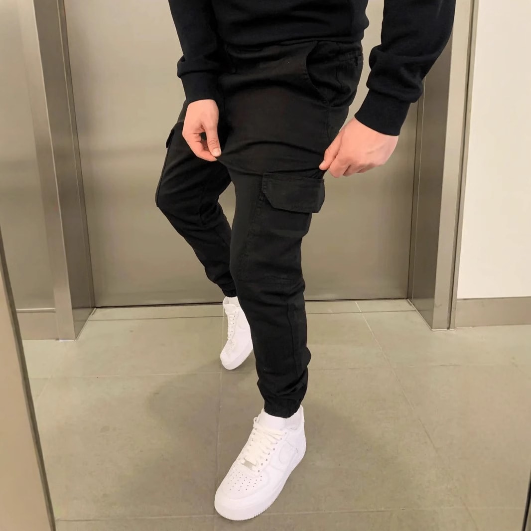 Dimensional Patch Pocket Overalls Lace Elastic Sports Baggy Pants Leisure view 4