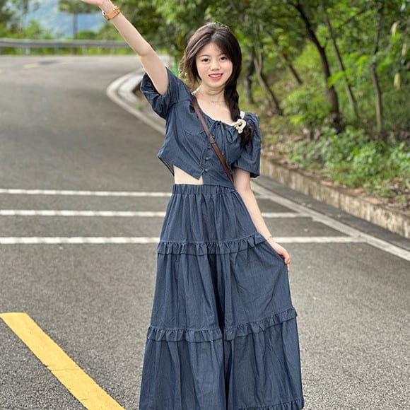 Salt Young Lace-up Top And Skirt Two-piece Set Wear Suit view 7
