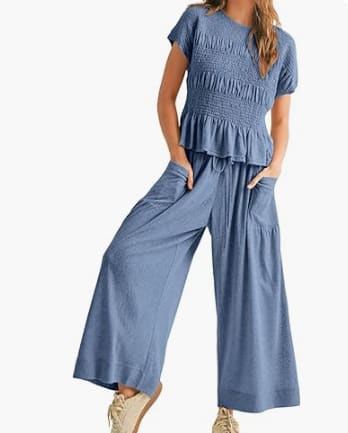Women's 2-piece Pleated Top And Wide Leg Pants view 10