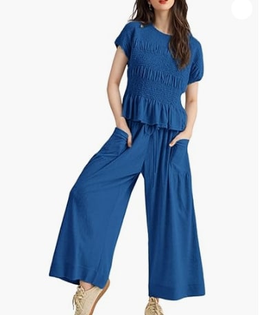 Women's 2-piece Pleated Top And Wide Leg Pants view 6