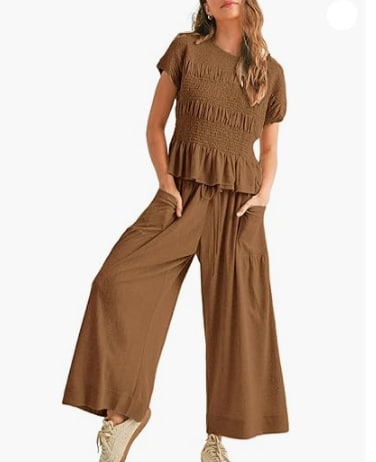 Women's 2-piece Pleated Top And Wide Leg Pants view 5
