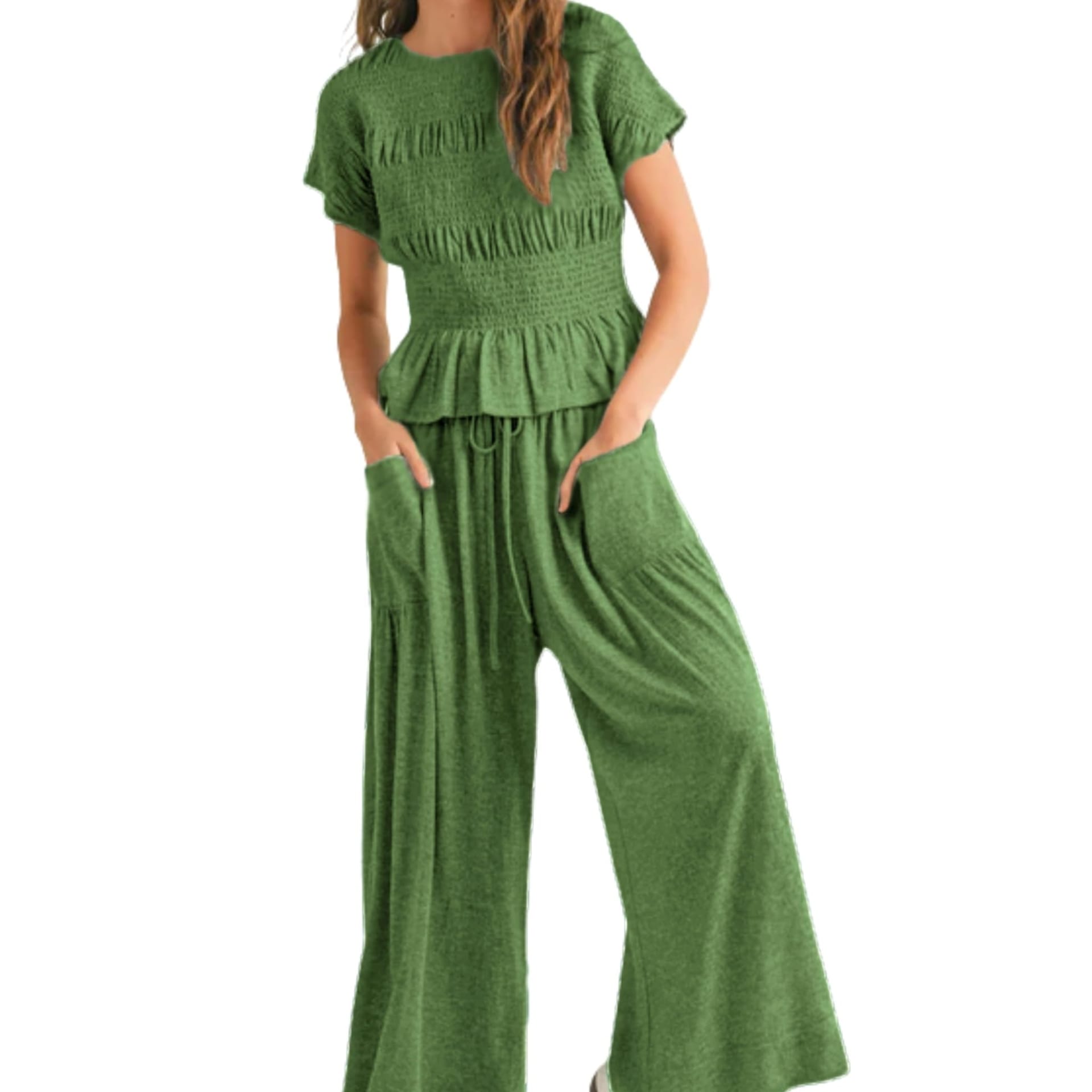 Women's 2-piece Pleated Top And Wide Leg Pants view 4