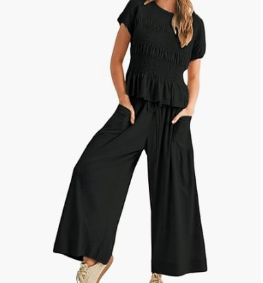 Women's 2-piece Pleated Top And Wide Leg Pants view 8