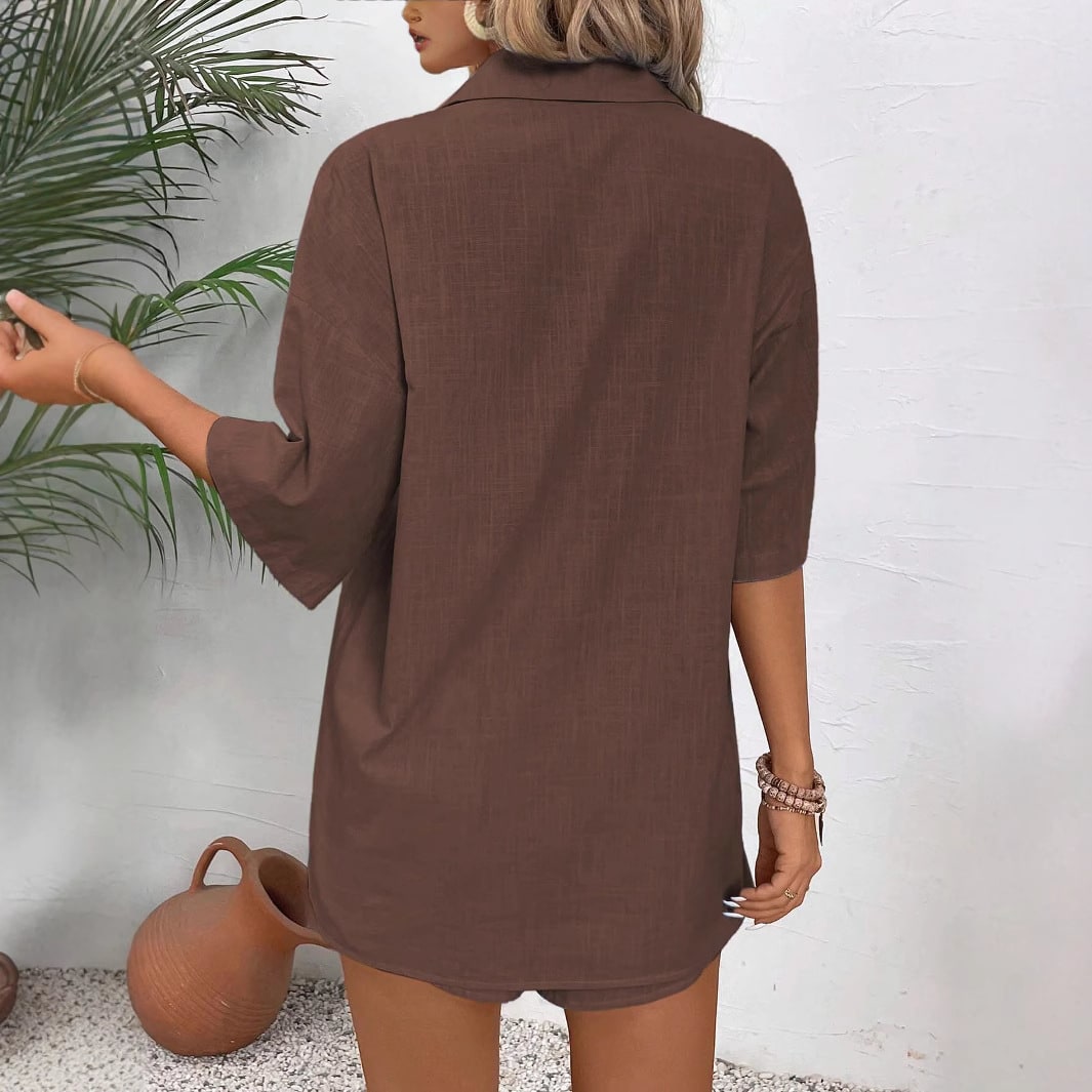 Women's Short-sleeved Shirt Loose Two-piece Suit view 8