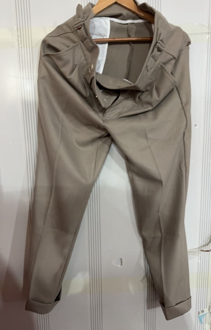 Men's Adjustable Buckle High Waist Straight Casual Suit Pants view 3