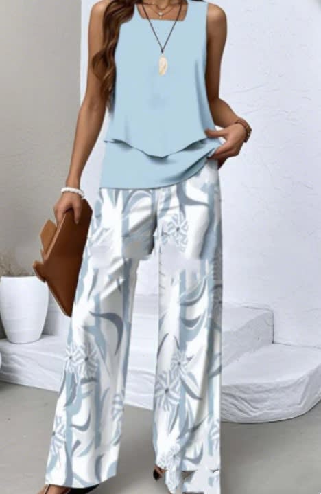 Women's Sleeveless Double Layer Vest Pants Suit view 2