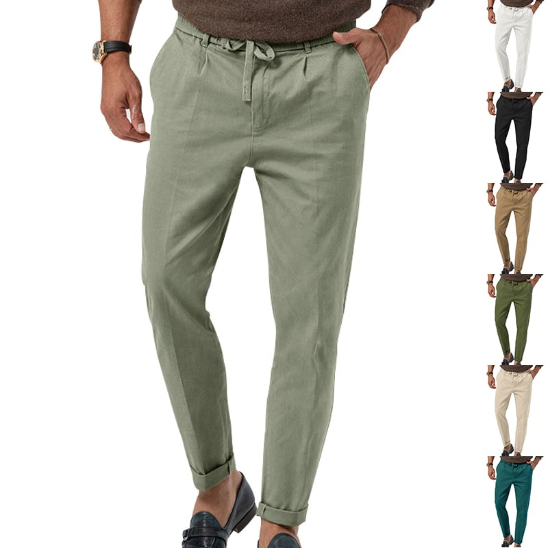 Casual Drawstring Pants Men's Business Straight Solid Color Suit Pants view 7