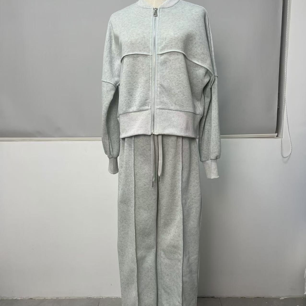 Women's Sports Suits Zipper Jacket And Wide Leg Pants Two-piece Set view 7