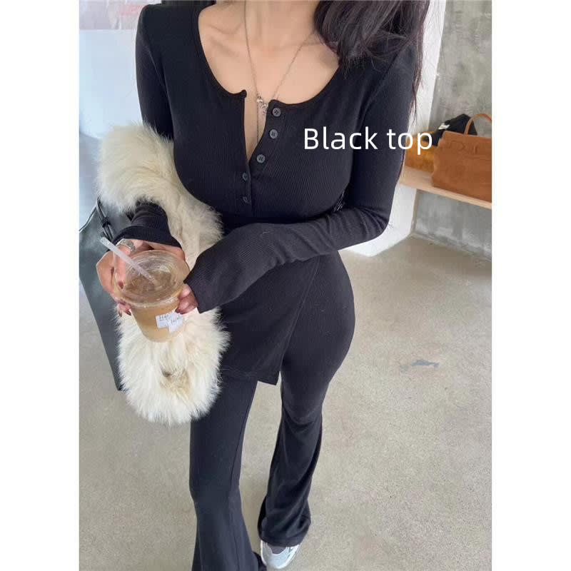 Women's Solid Color Casual Top And Trousers view 3