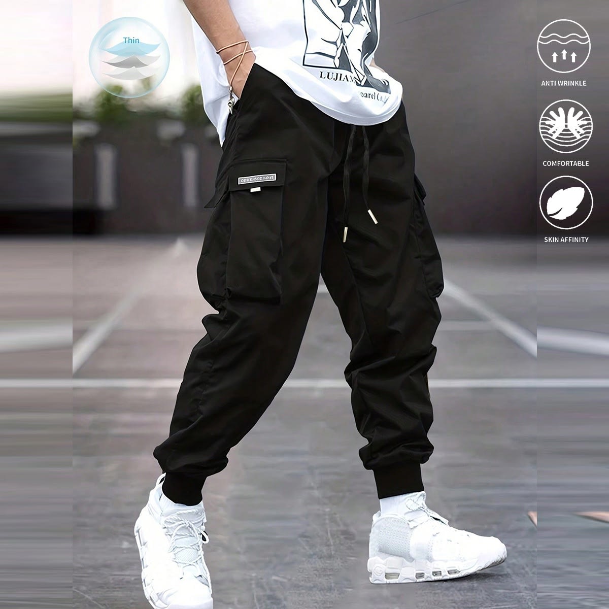 Multi-pocket Cargo Pants Men's Casual Hip-Hop Drawstring Trousers Outdoor Streetwear Sports Pant view 7