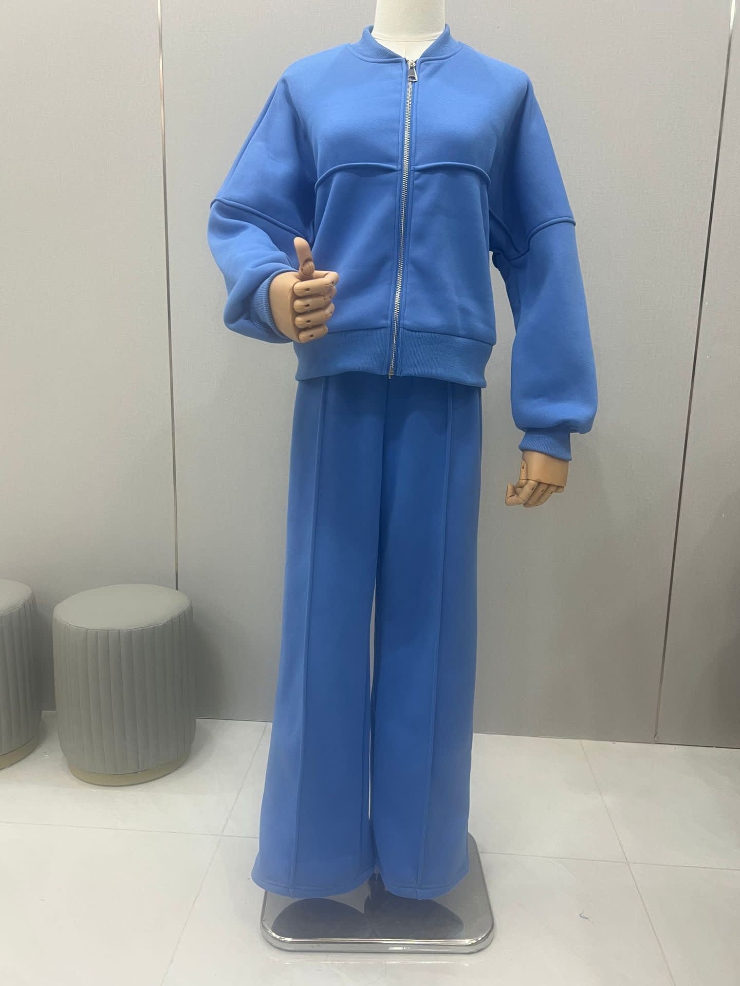 Women's Sports Suits Zipper Jacket And Wide Leg Pants Two-piece Set view 10