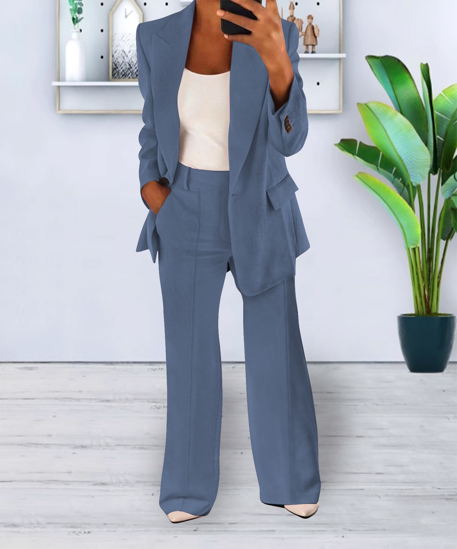 Women's Casual Blazer Suit  Two Piece Business Office Wear Set Fit Jacket And Pants view 7