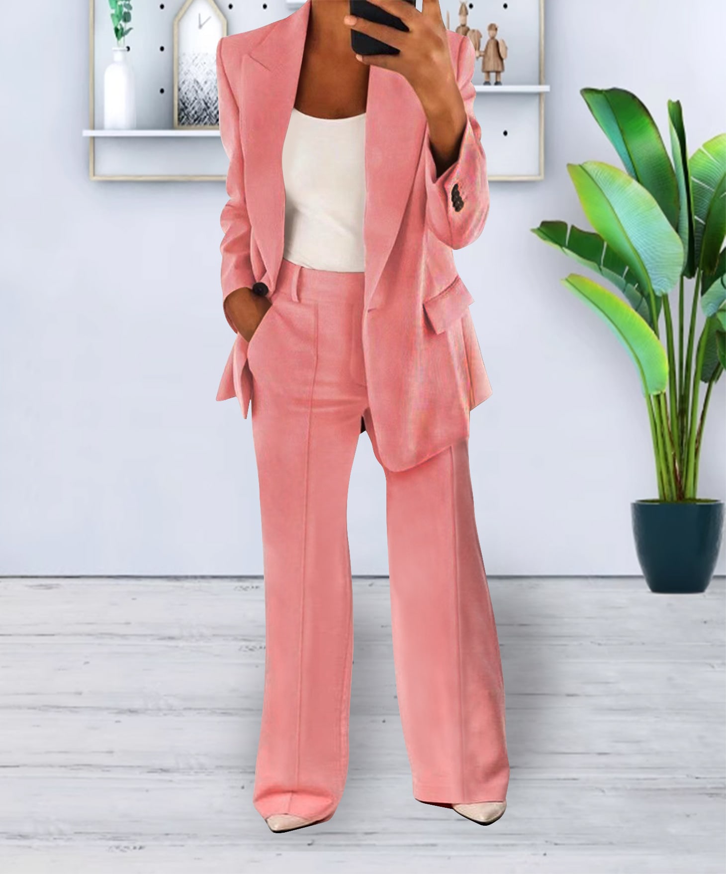 Women's Casual Blazer Suit  Two Piece Business Office Wear Set Fit Jacket And Pants view 3
