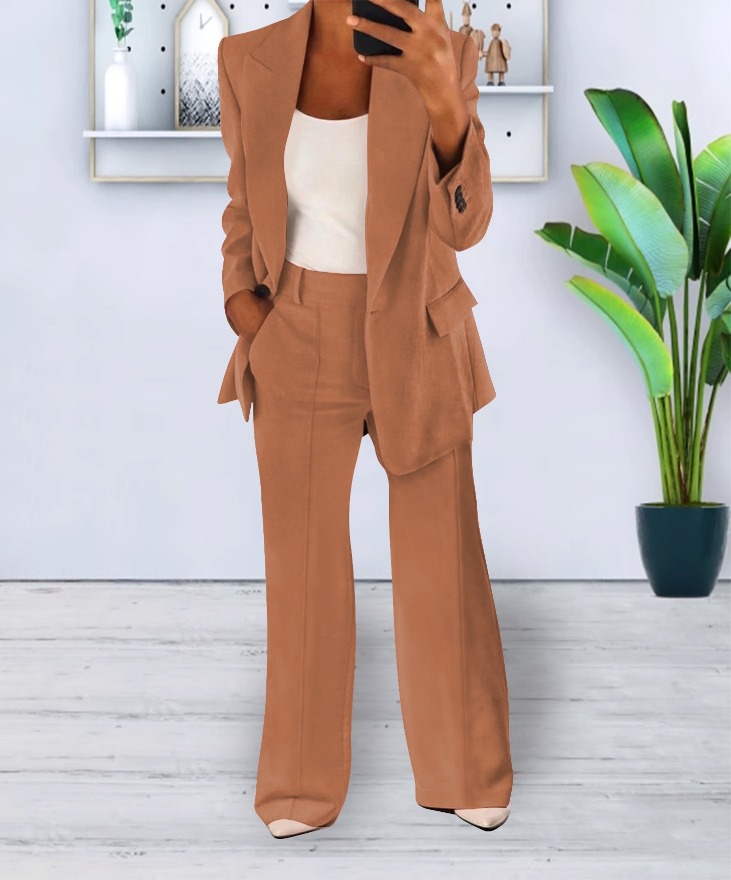 Women's Casual Blazer Suit  Two Piece Business Office Wear Set Fit Jacket And Pants view 6