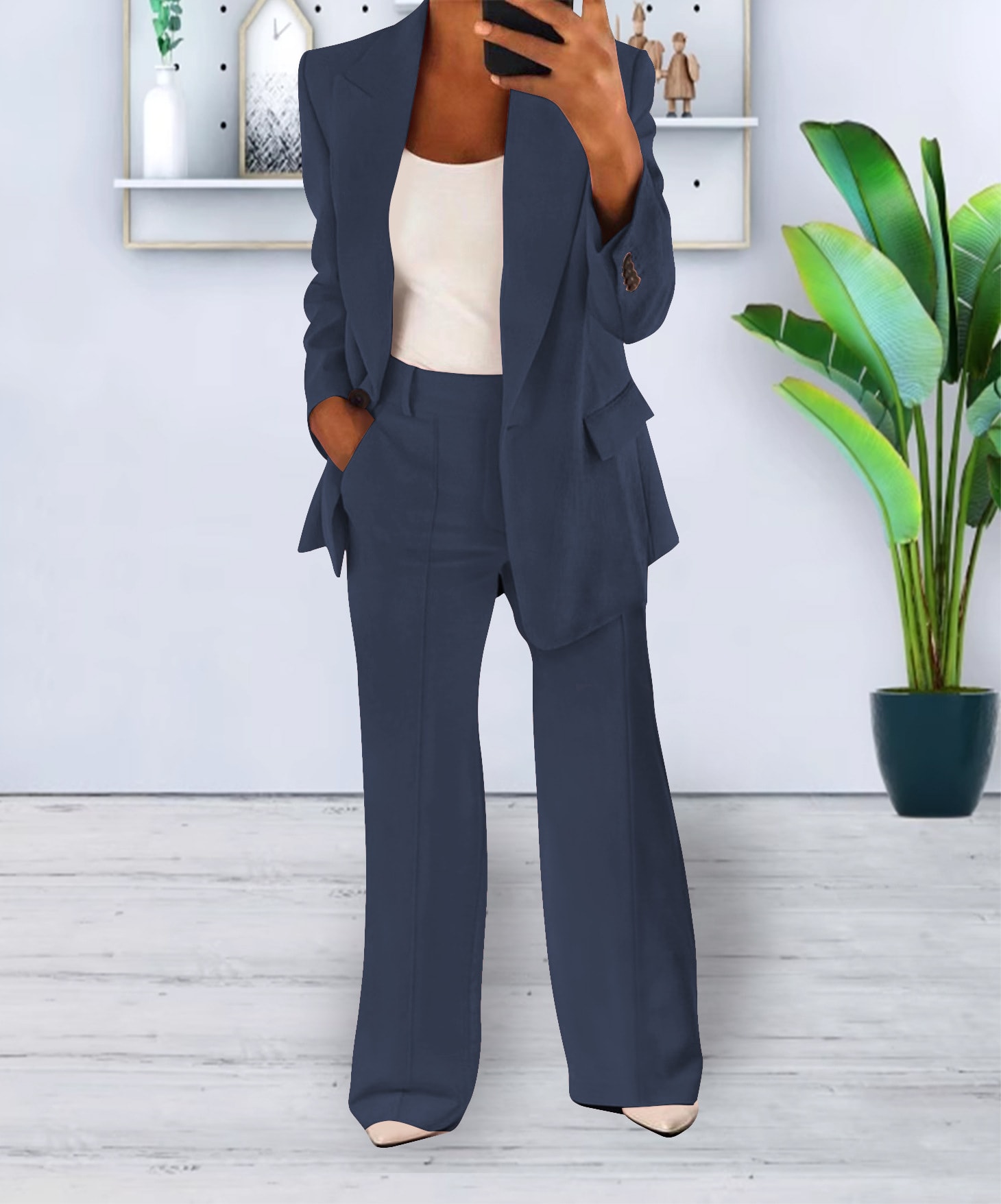 Women's Casual Blazer Suit  Two Piece Business Office Wear Set Fit Jacket And Pants view 4