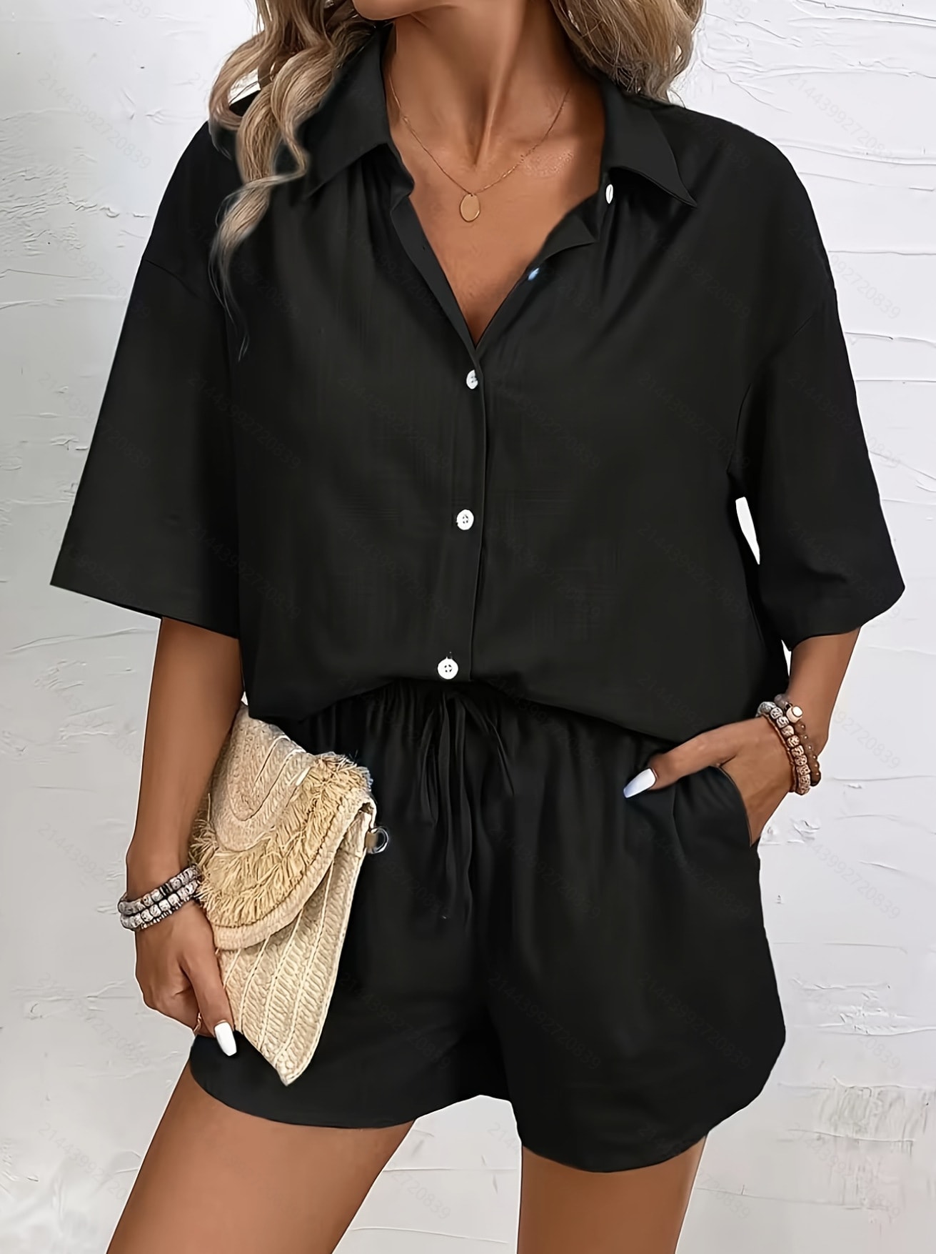 Women's Short-sleeved Shirt Loose Two-piece Suit view 2