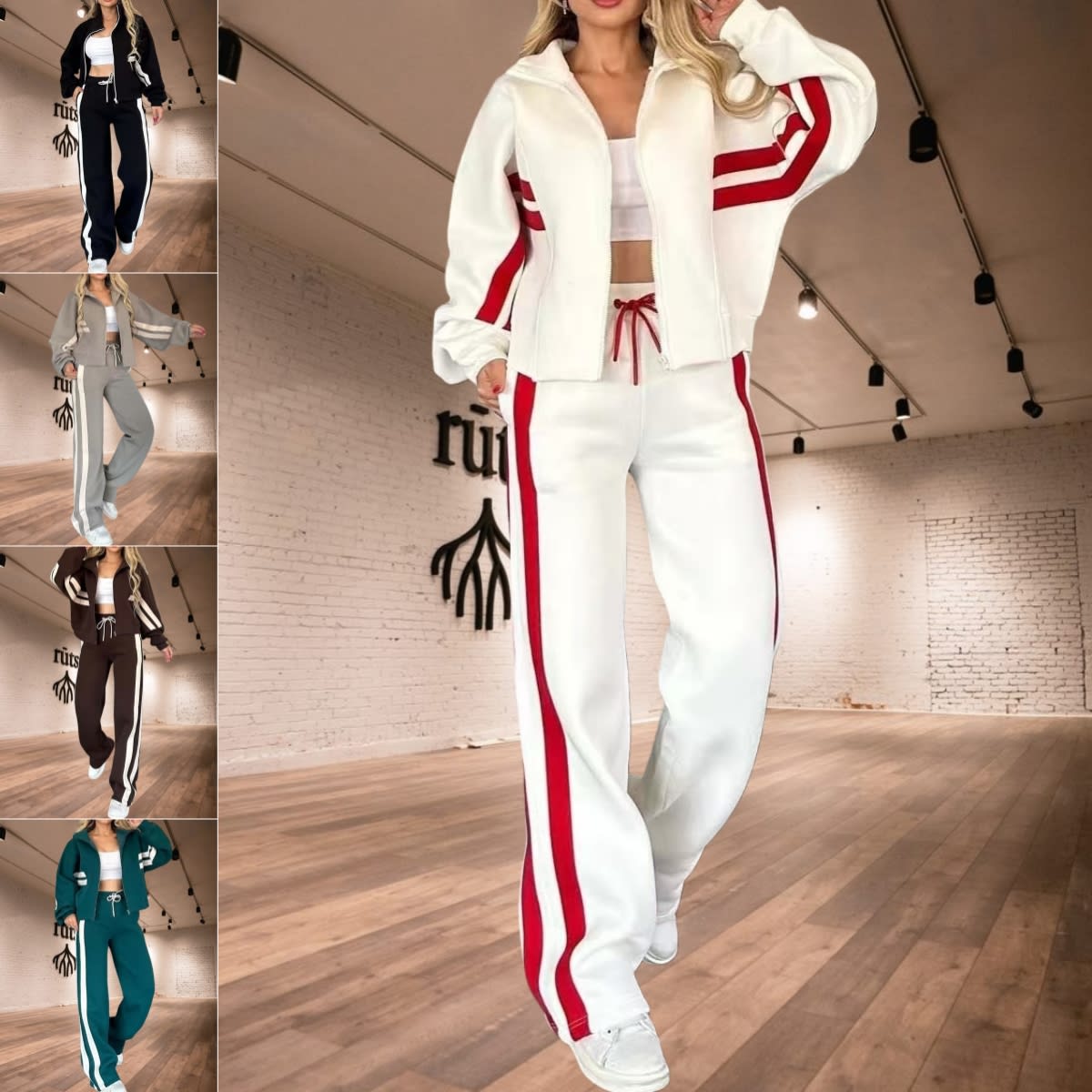 Fashion Two-piece Women's White Sports Suit Loose Sports Shirt Casual Pants Sets Sportswear Women Clothes Tracksuit Women Outfits view 8