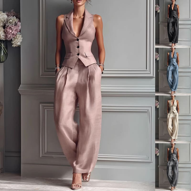 Summer Sleeveless Suit Casual Single-breasted Vest And Casual Pants Set view 2