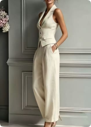 Summer Sleeveless Suit Casual Single-breasted Vest And Casual Pants Set view 9