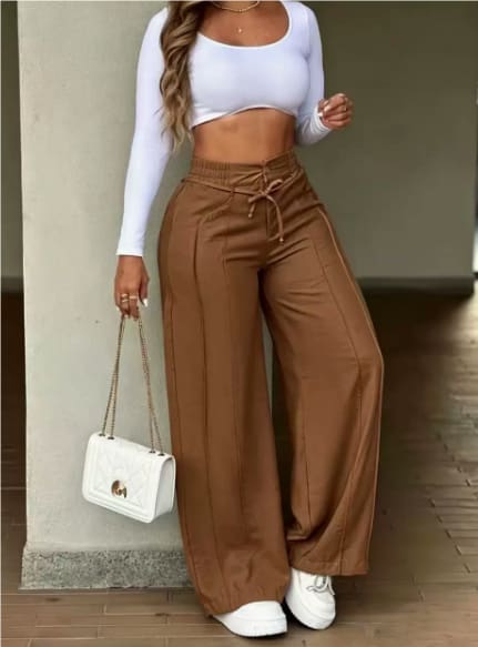 Lace-up Trousers Loose-fit Drawstring Wide-leg Pants With Multiple Pockets view 10