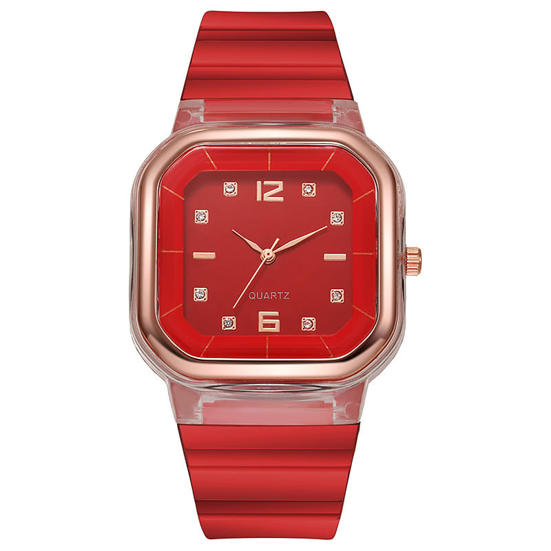 Student Style Children's Silicone Diamond Trend Fashion Square Women's Watch view 2