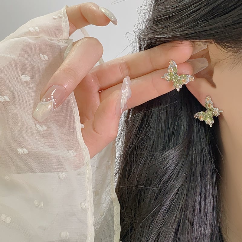Butterfly Zircon Exquisite And Versatile Niche Earrings view 1