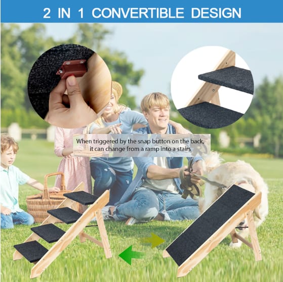 Wooden Foldable 4-storey Pet Stairs And Ramps view 2